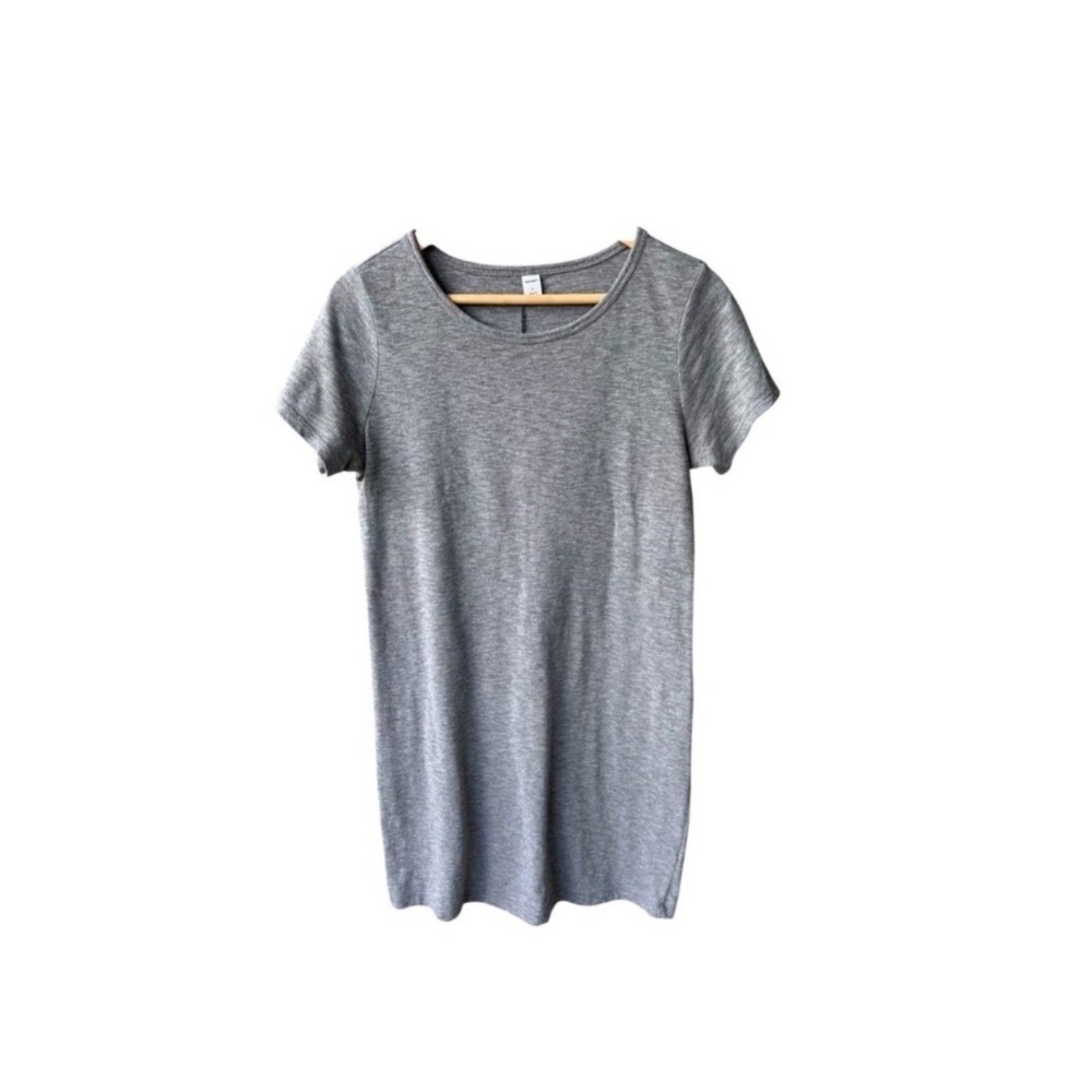 Old Navy Dress Heather Gray Short Sleeve Scoop Neck Shirt Shift Preppy Sz Small